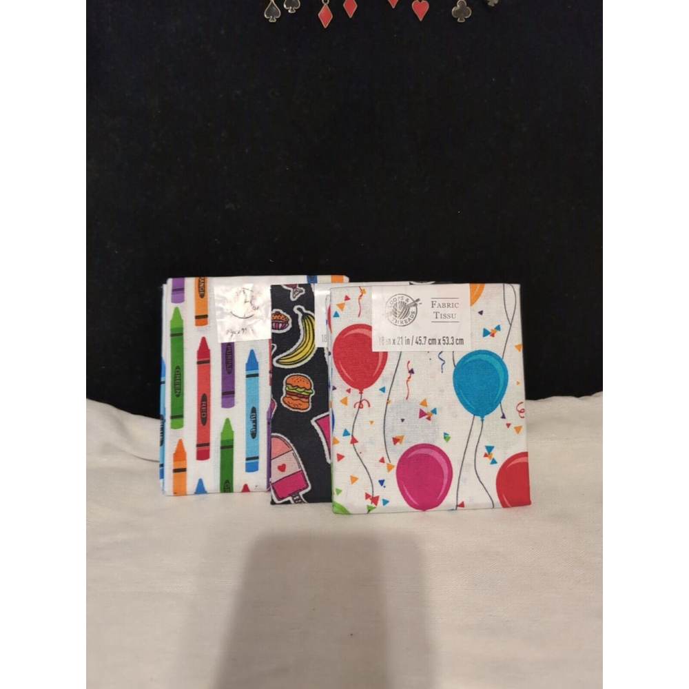 Loops and Threads Fat Quarters Lot, Set of Three (3) Fat Quarters, 18 X 21 inch